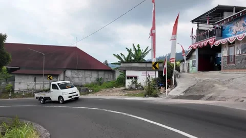 Ground Level Drive Through Sukapura Village Near Bromo Stock-Footage 345142032