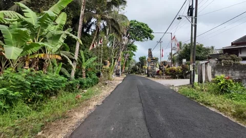 Ground Level Drive Through Wonosari Village Gate Stock Footage 345157880