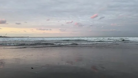 Ground Level Ocean Waves on Sandy Beach Stock-Footage 346536370