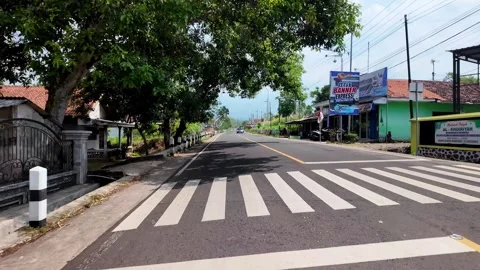 Ground Level POV Along Quiet Rural Village Road Probolinggo Stock Footage 345193415