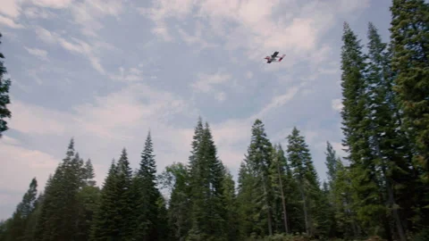 Ground level POV of Firefighting Support Airplane flying overhead. Stock Footage 201037522
