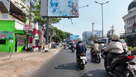 Ground Level POV Moving Through Busy Malang Street Traffic Stock Footage 345146510