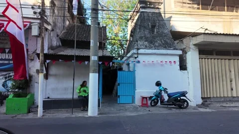 Ground Level POV Moving Through Surabaya Old Town Stock Footage 345198084