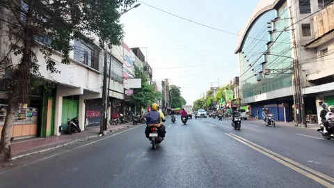 Ground Level POV Ride Through Busy Malang City Streets Stock Footage 345145566