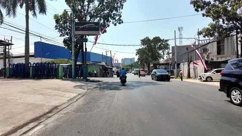 Ground Level POV Road Scene Through Malang Streets Stock Footage 345145935