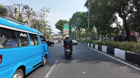 Ground Level POV Through Busy Malang City Street Traffic Stock Footage 345157220