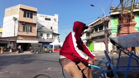 Ground Level Ride Through Surabaya Old Town Stock Footage 345143955