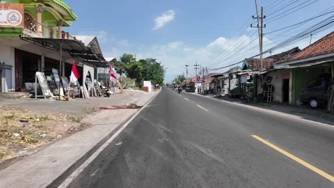 Ground Level Road View Through Indonesian Village Street Видео 345139258