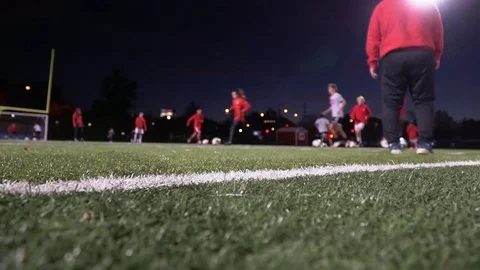 Ground Level Soccer action Stockbeeldmateriaal 85233857