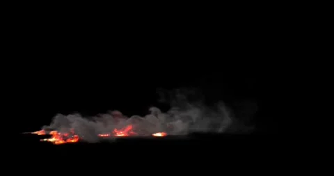 Ground Level Spreading Fire Smoke Atmospheric Layer Against Black Vídeo Stock 332723818