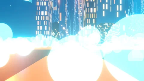Ground-level tracking view of glowing pedestrians moving through busy, 4K Stock Footage 336840721