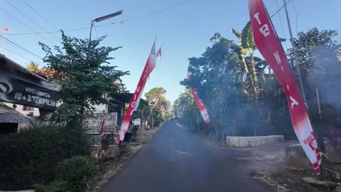 Ground Level View Along Village Road in Gucialit Lumajang 스톡 동영상 345142364