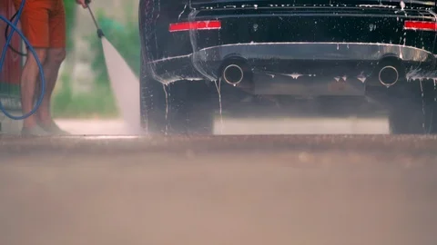 Ground level view of a car at a car wash Stock Footage 110817257