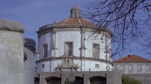 Ground-level view of the circular Monastery of Serra do Pilar. Stock Footage 327624857