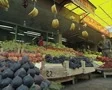 Ground level view of fruit stall SD Footage