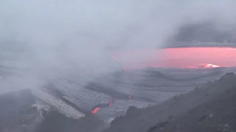 Ground Level View of Hot Bubbling Molten Lava Stock-Footage 19285624