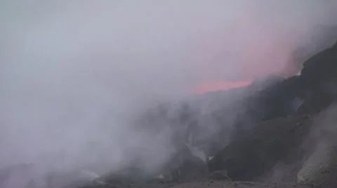 Ground Level View of Hot Molten Lava With A Lot of Smoke 3 Stock-Footage 19285233