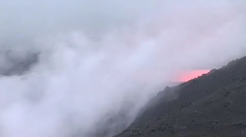 Ground Level View of Hot Molten Lava With A Lot of Smoke 4 Stockbeeldmateriaal 19285357