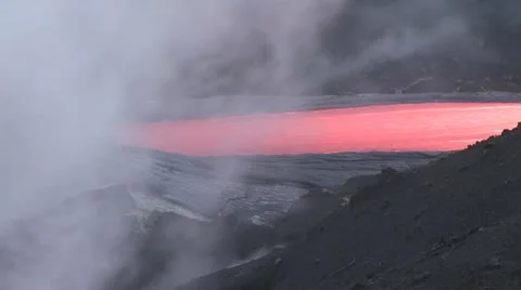 Ground Level View of Hot Molten Lava With A Lot of Smoke 5 스톡 동영상 19285456