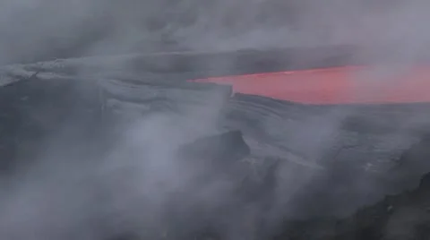 Ground Level View of Hot Molten Lava With A Lot of Smoke 6 Video stock 19285545
