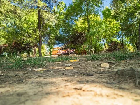 Ground Level View of Mon Cheri Cafe at Tirana Lake Park Stock Photos