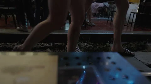 Ground Level View of Outdoor Cafe Seating in Hanoi. Stock Footage 323767394