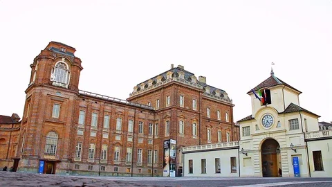 Ground level view, of the royal palace of Venaria Reale,Italy. Stock Footage 87796401