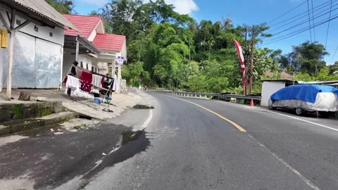 Ground Level View Of Rural Indonesian Road Scene Видео 345143318