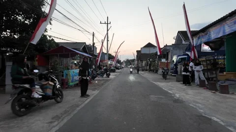 Ground Level View of Sukowilangun Carnival Street Celebration Stock Footage 345201824