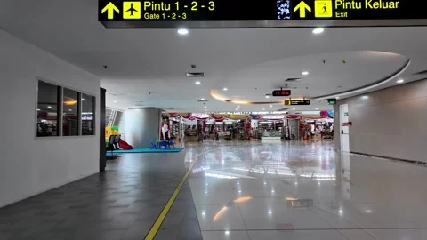 Ground Level View Surabaya Juanda Airport Terminal Interior Stock Footage 345150167