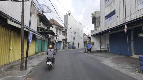Ground level view of Surabaya old town street Stock Footage 345145286