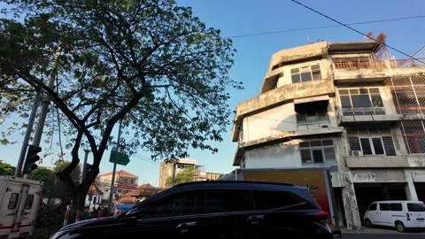 Ground Level View Of Surabaya Old Town Street Vidéo 345156061
