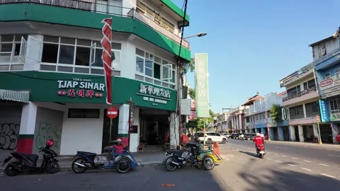Ground Level View Of Surabaya Old Town Streetscape Stock Footage 345199258