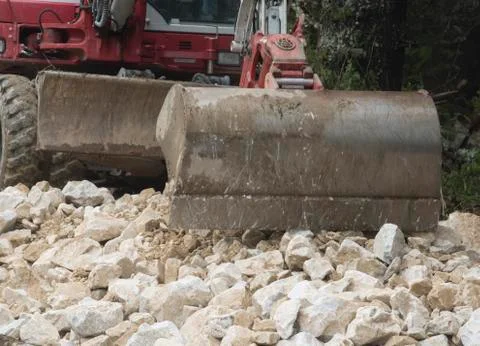 Ground leveling in road construction Stock Photos