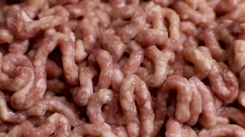Ground meat or minced meat closeup spinning Stock Footage 232422730
