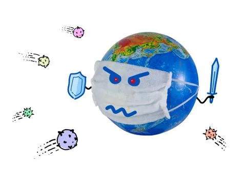 Ground in a medical mask to ward off the attack of the corona virus. Shield a Stock Photos