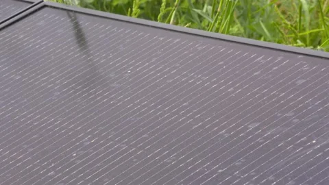 Ground mounted solar panel - medium shot Stock Footage 137954235