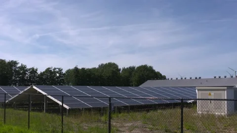 Ground-mounted solar park on private land. The Netherlands. Stock Footage 135249474