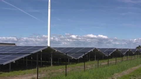 Ground-mounted solar park on private land. The Netherlands. Stock Footage 135249509