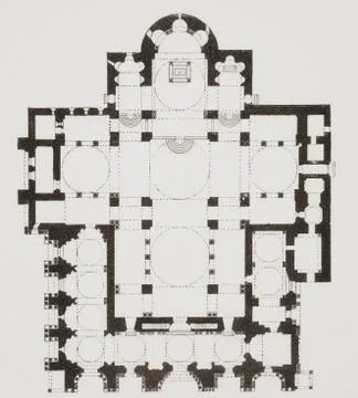Ground Plan Of Saint Mark's Basilica, Venice, Italy. From Kunstgeschichte In Foto stock