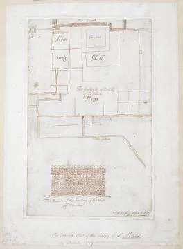 The Ground Plot of the Abbey of St Albans Anno 1719. Author(s): Stukeley, ... Fotos de archivo