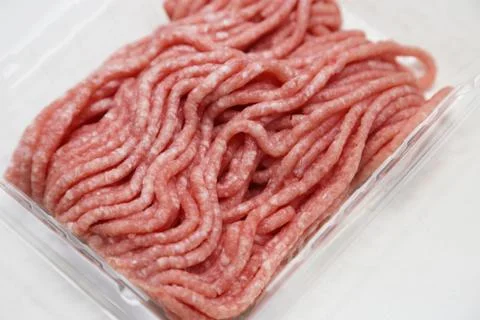 Ground pork in packing Stock Photos