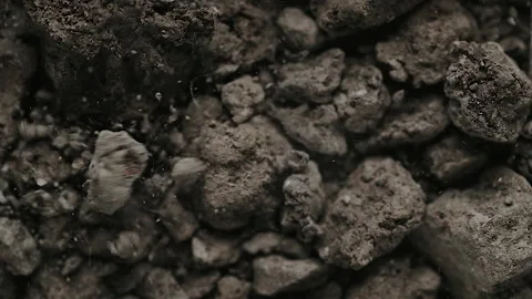 Ground pulsating, in slow motion.  Macro. Close up. Concept: earthquake. Stock Footage 151976358
