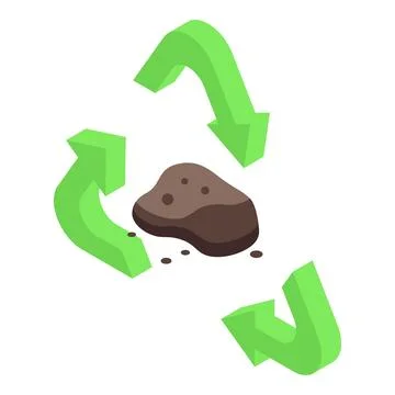 Ground recycling process with green arrows rotating isometrically Stock Illustration