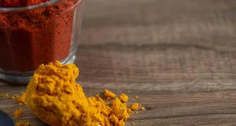 Ground red culinary condiment made from annatto (Bixa orellana) Stock Photos