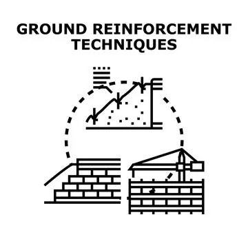 Ground reinforcement techniques for civil engineering construction Stock Illustration