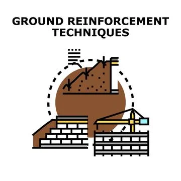 Ground reinforcement techniques for civil engineering construction Stock Illustration