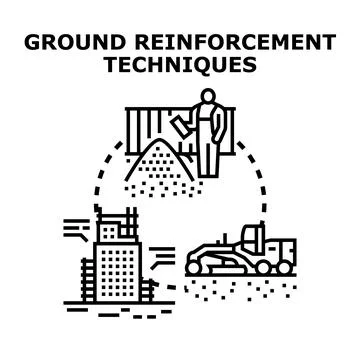 Ground reinforcement techniques concept constructing a strong foundation Stock Illustration
