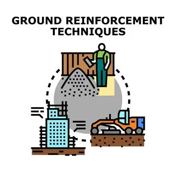 Ground reinforcement techniques concept constructing a strong foundation Stock Illustration