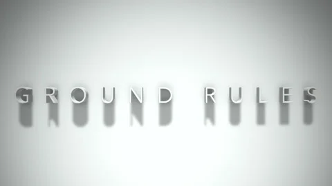 Ground rules 3D title animation with shadows on a white background Stock Footage 297818212